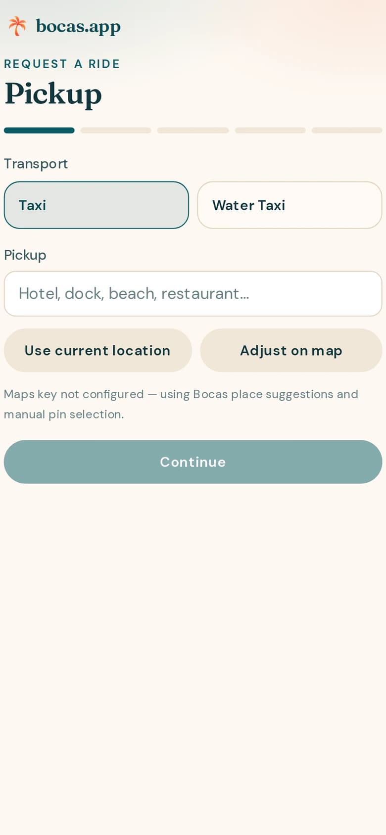 Request a ride screen on a phone